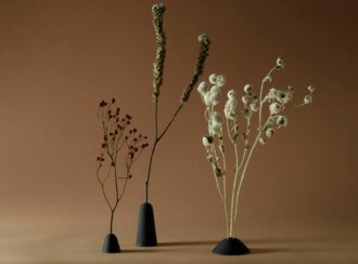 Flora Display aus Ton (Set, schwarz)